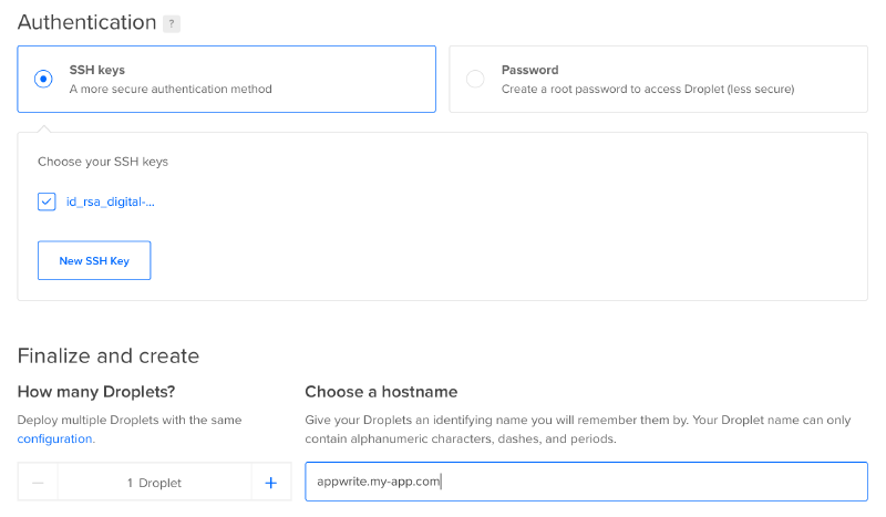 DigitalOcean login credentials