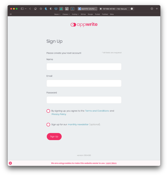 Appwrite sign-up