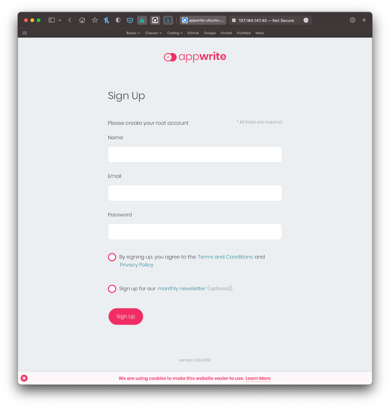 Appwrite sign-up